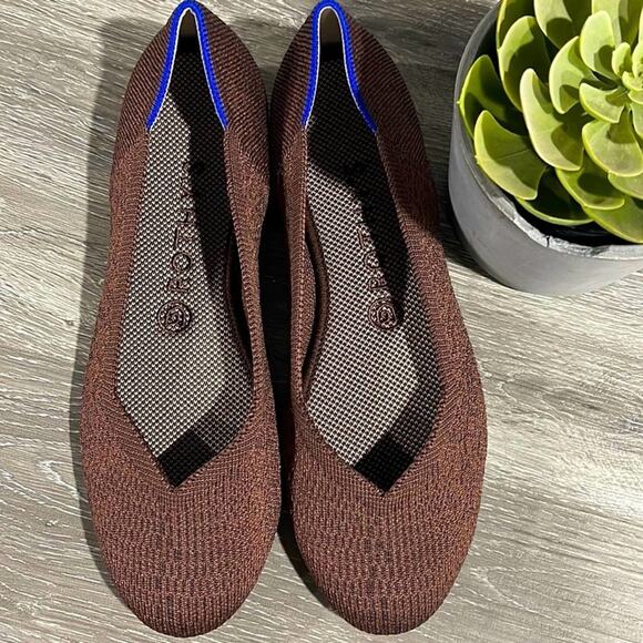 Rothys round truffle python size 8 brown flat shoes - Picture 1 of 16